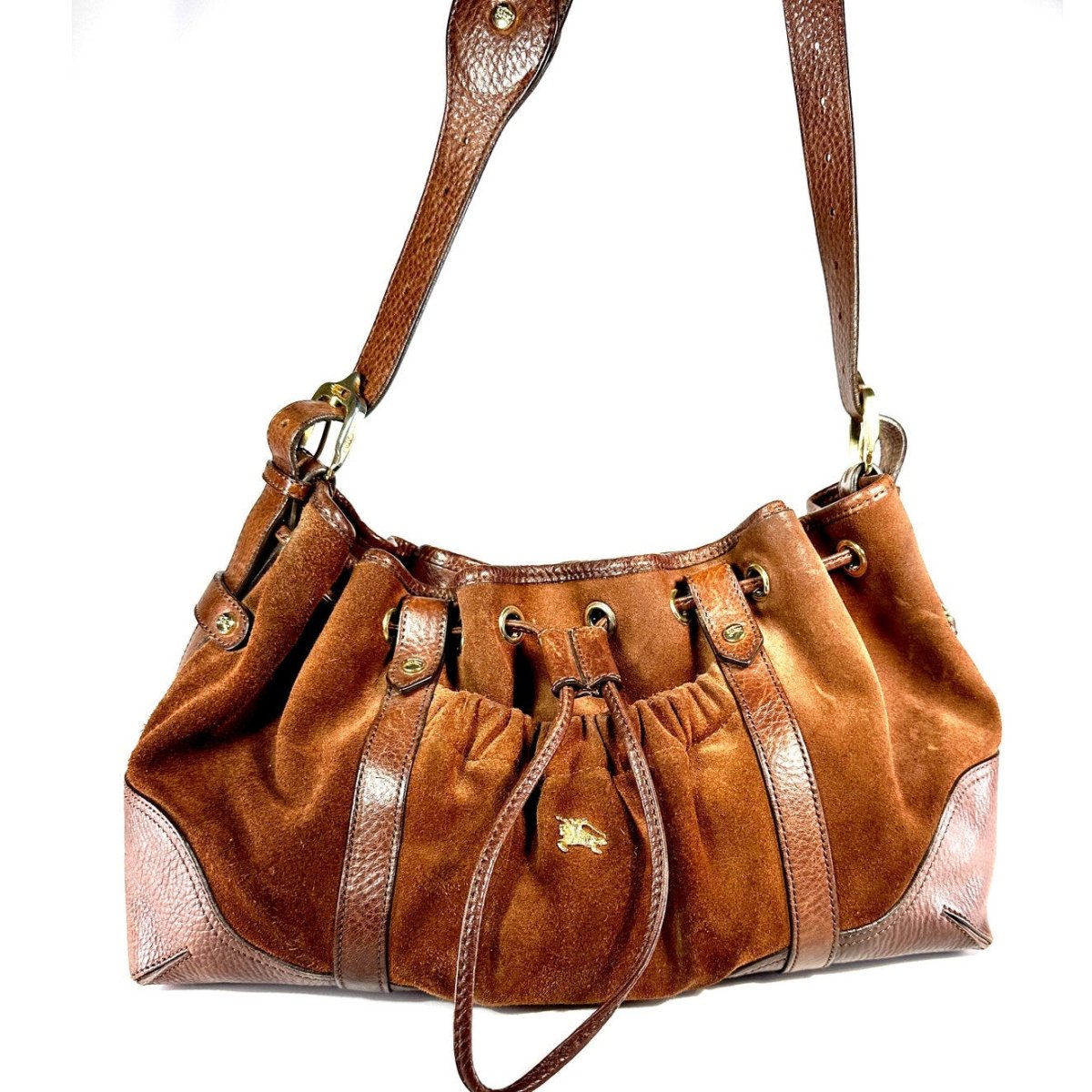 BURBERRY Suede Leather Drawstring Hobo - Brandsamsara