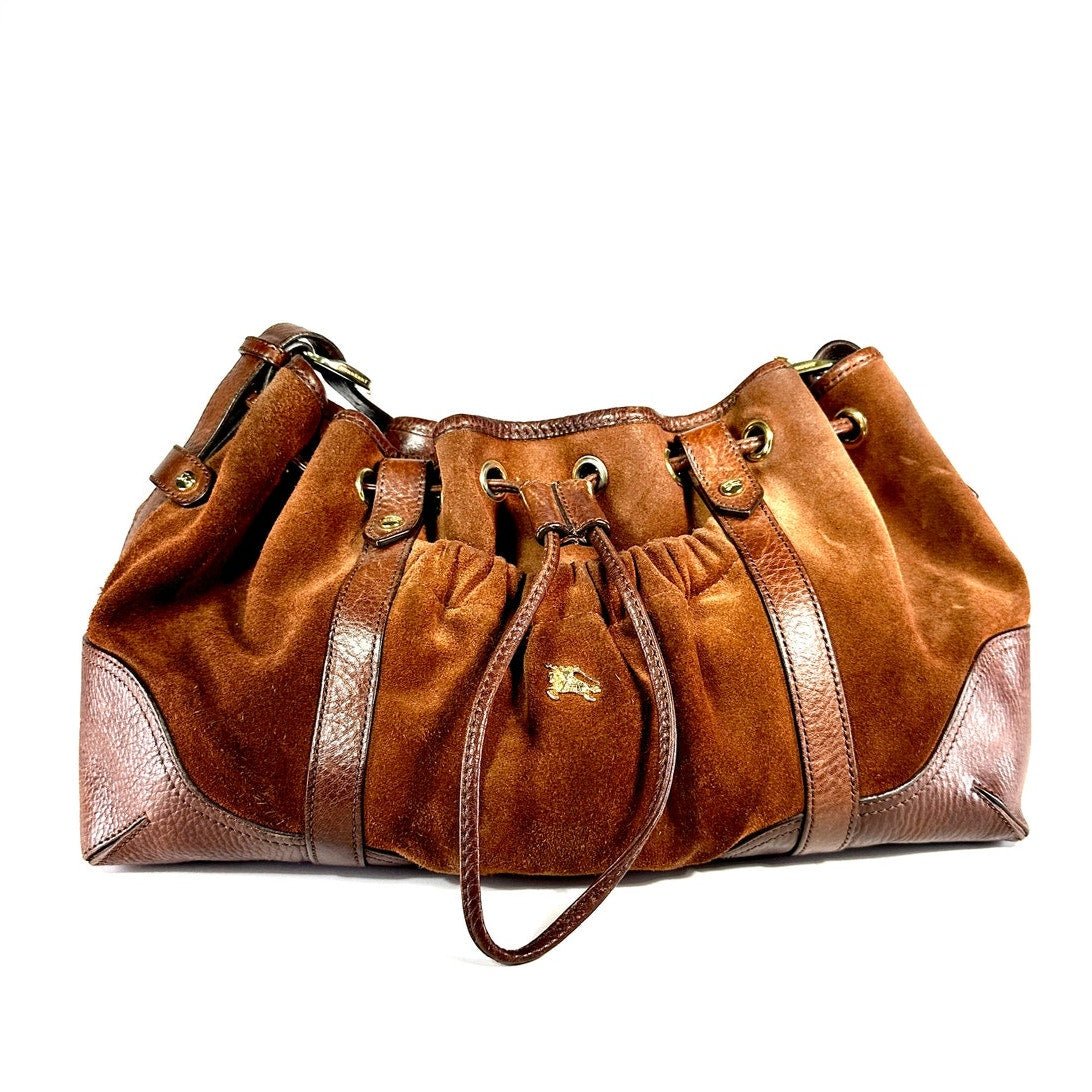 BURBERRY Suede Leather Drawstring Hobo - Brandsamsara