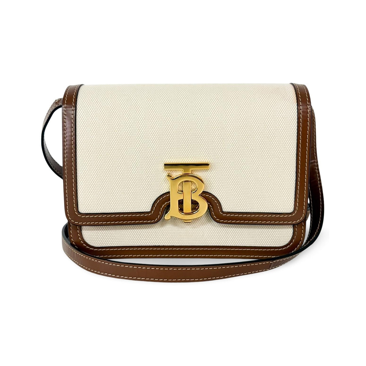 Burberry TB Shoulder Bag Canvas, Beige, Canvas, Shoulder Bag