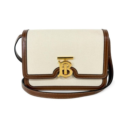 Burberry TB Shoulder Bag Canvas, Beige, Canvas, Shoulder Bag