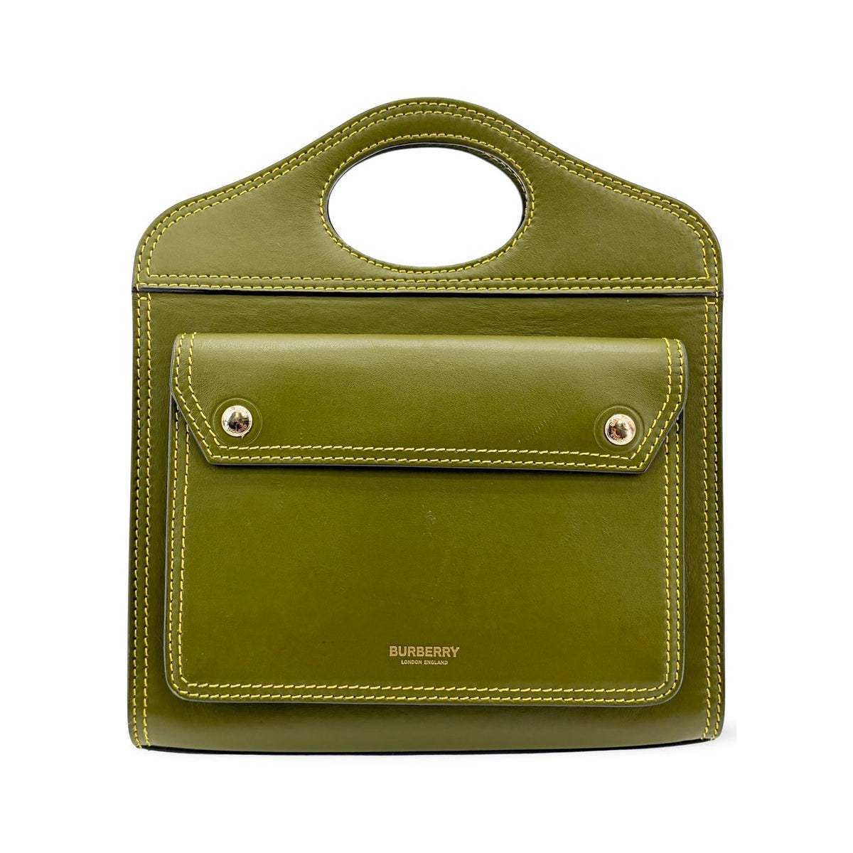 Burberry Title Pocket Leather, Green, Calfskin, Crossbody Bag