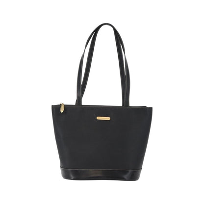 Burberry Vintage Vintage Check Coated Canvas, Black, Leather, Tote Bag