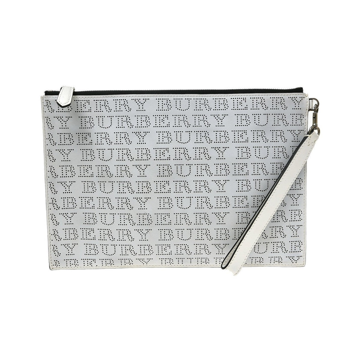 Burberry Zip Clutch Leather, White, Leather, Clutch