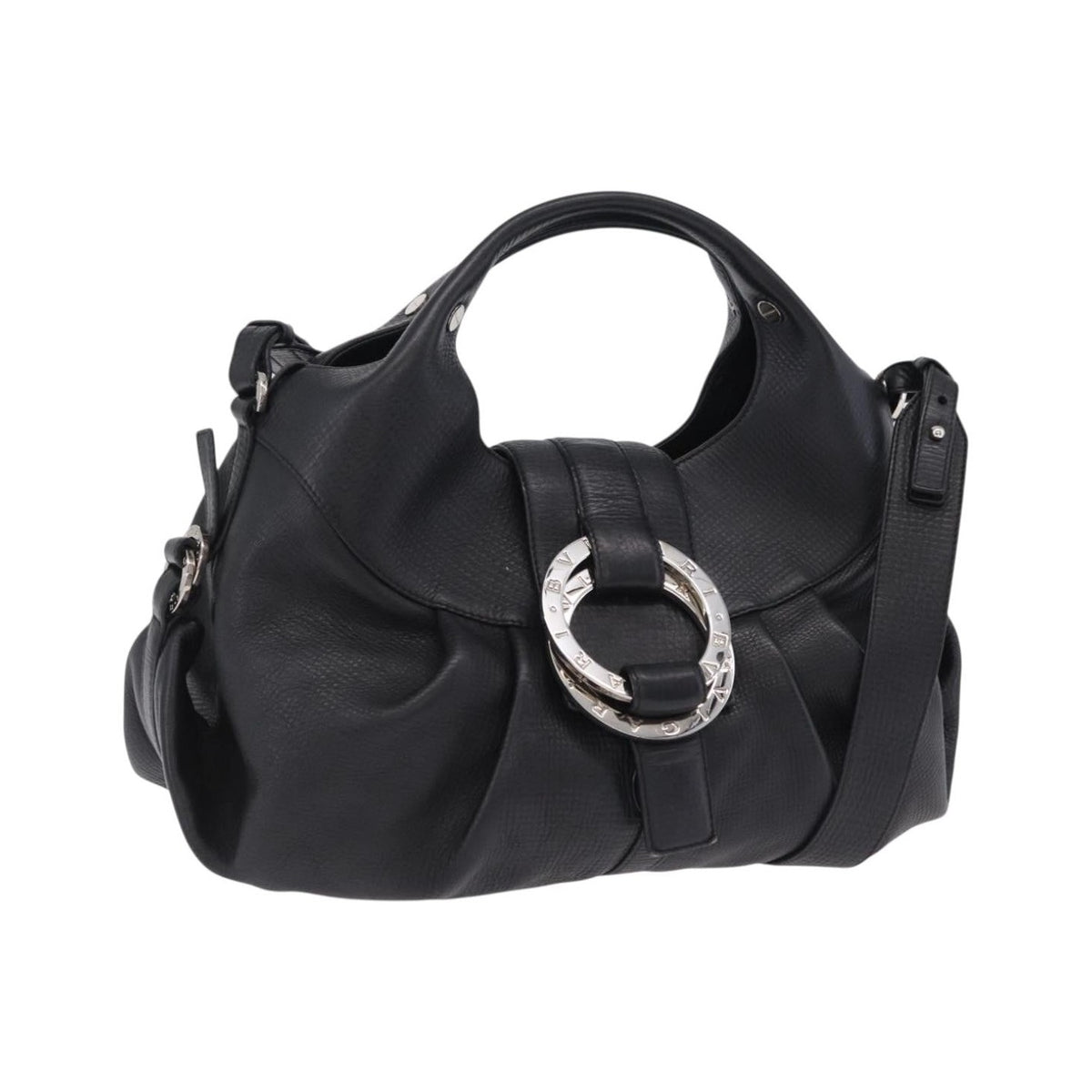 Bvlgari Chandra Hobo Leather, Black, Leather, Shoulder Bag
