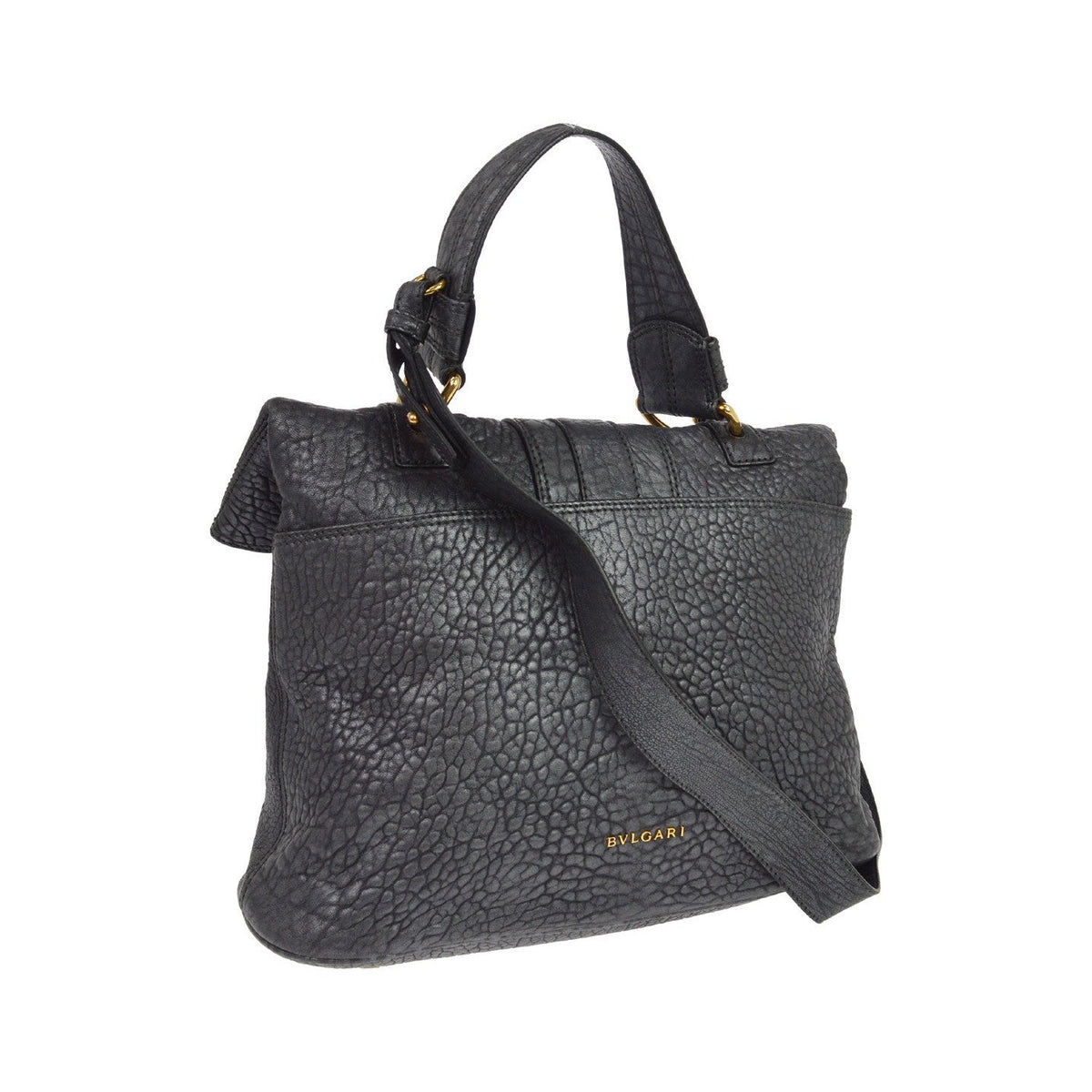 Bvlgari Leoni Top Handle Leather, Gray, Leather, Handbag