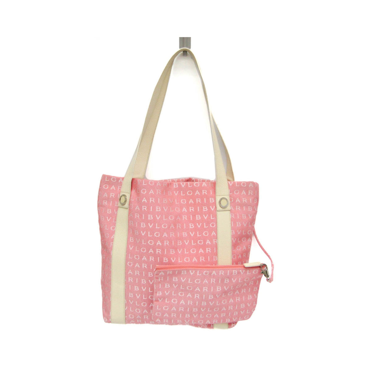 Bvlgari Logomania Canvas, Beige, Canvas, Tote Bag