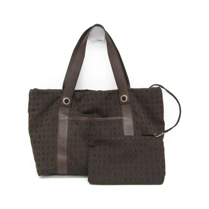 Bvlgari Logomania Canvas, Brown, Canvas, Tote Bag
