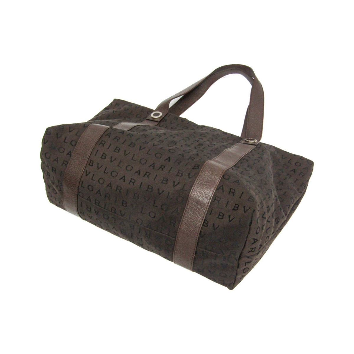Bvlgari Logomania Canvas, Brown, Canvas, Tote Bag