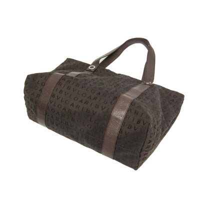 Bvlgari Logomania Canvas, Brown, Canvas, Tote Bag