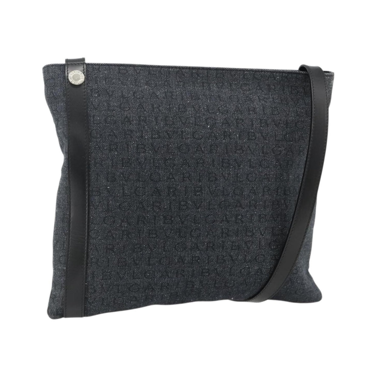 Bvlgari Logomania Canvas, Blue, Canvas, Shoulder Bag