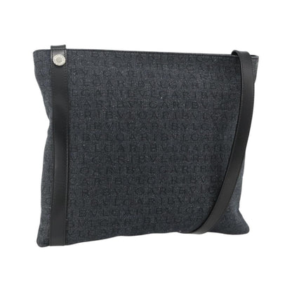 Bvlgari Logomania Canvas, Blue, Canvas, Shoulder Bag
