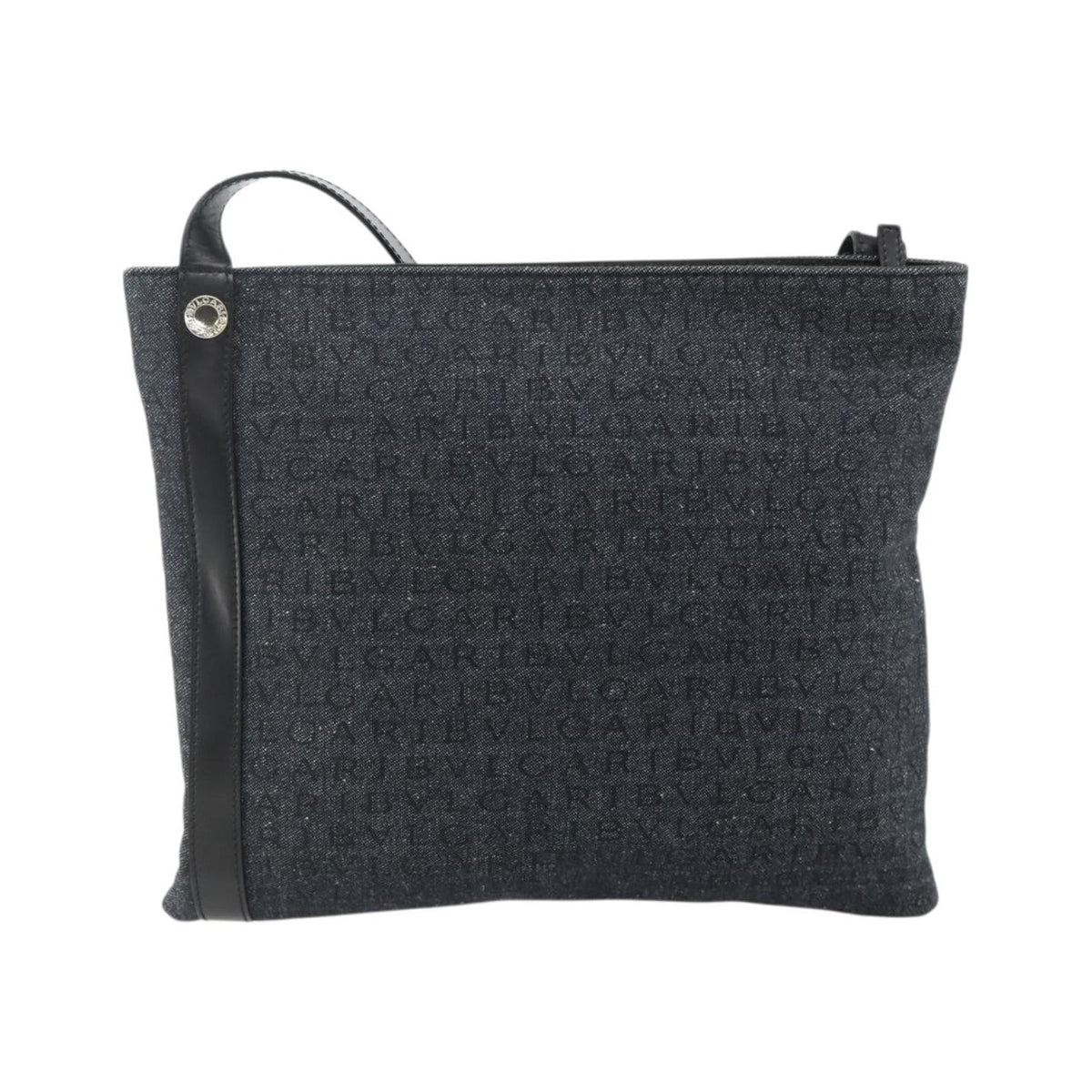 Bvlgari Logomania Canvas, Blue, Canvas, Shoulder Bag