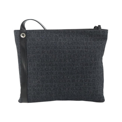 Bvlgari Logomania Canvas, Blue, Canvas, Shoulder Bag
