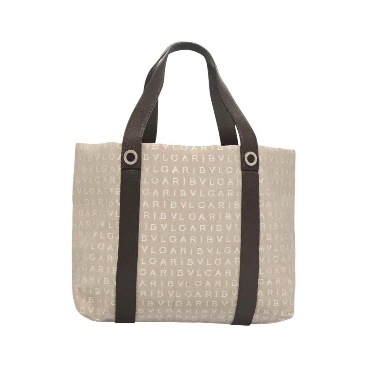 Bvlgari Logomania Canvas, Beige, Canvas, Shoulder Bag