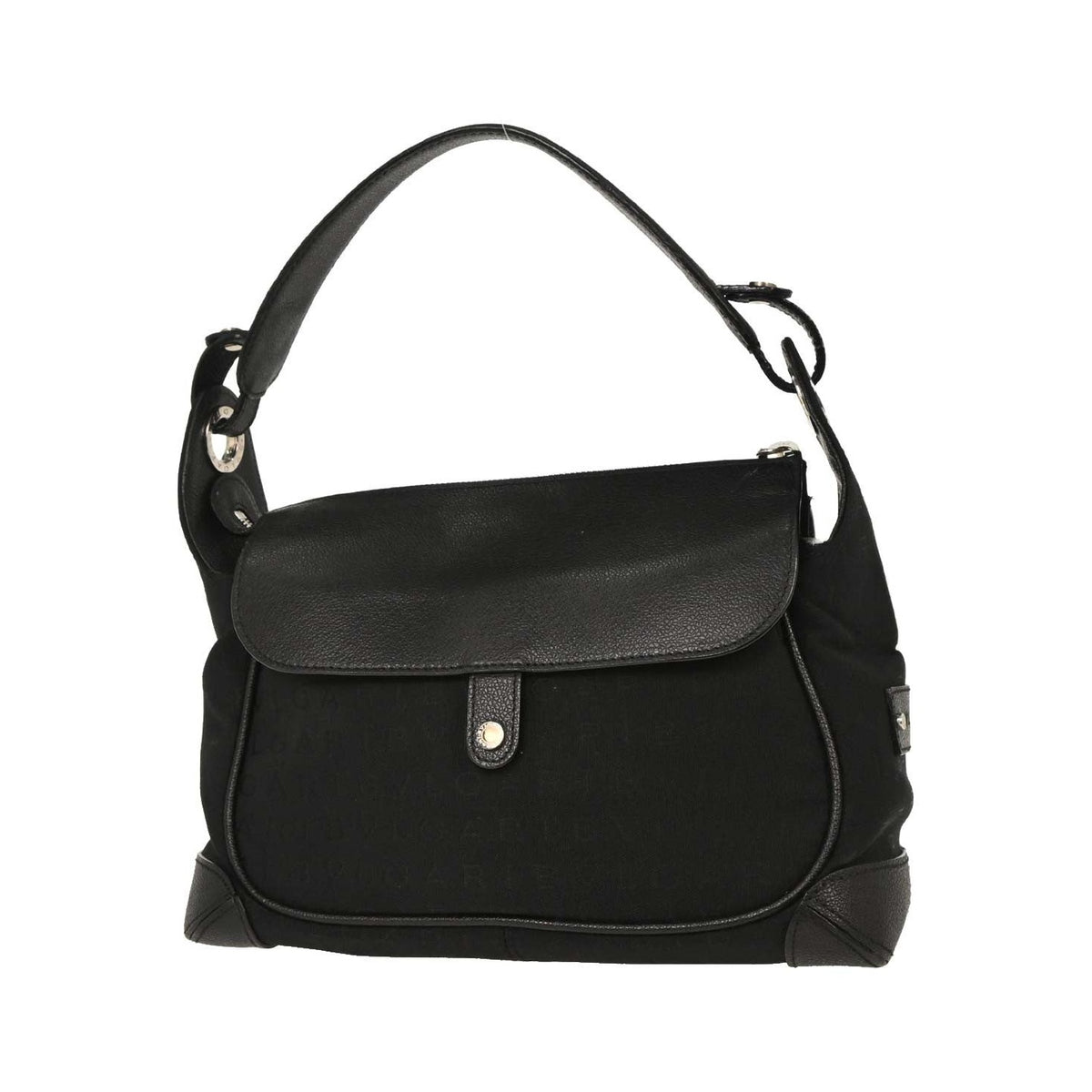 Bvlgari Logomania Canvas with Leather, Black, Leather, Shoulder Bag