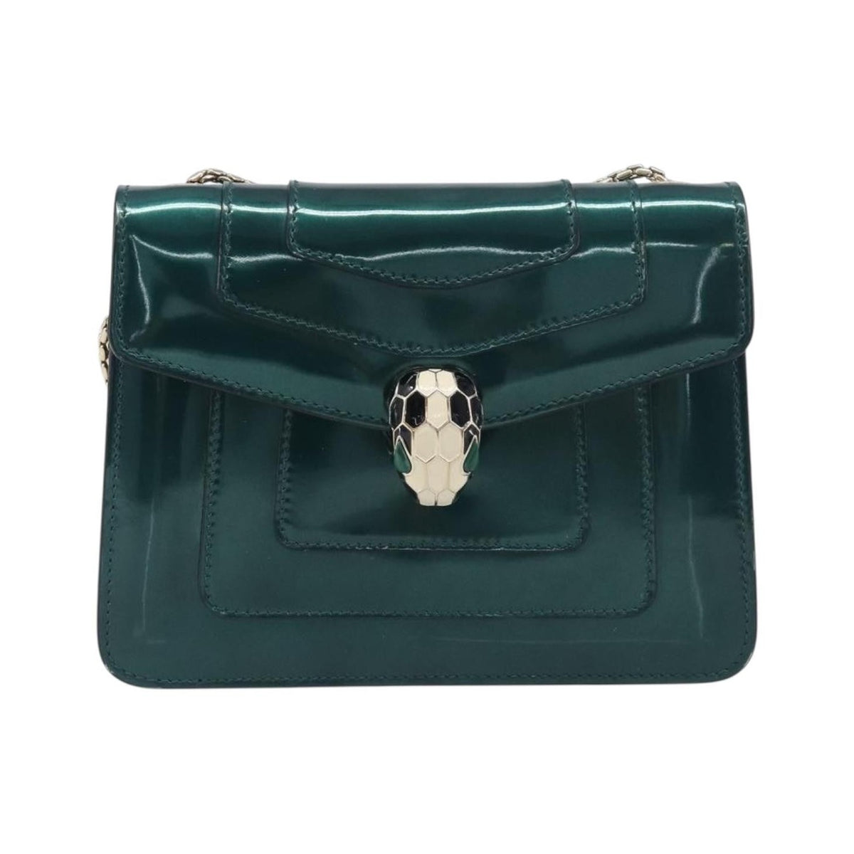 Bvlgari Serpenti Forever Patent, Green, Patent Leather, Shoulder Bag