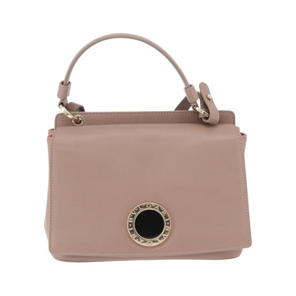 Bvlgari Signature Top Handle Leather, Beige, Leather, Handbag