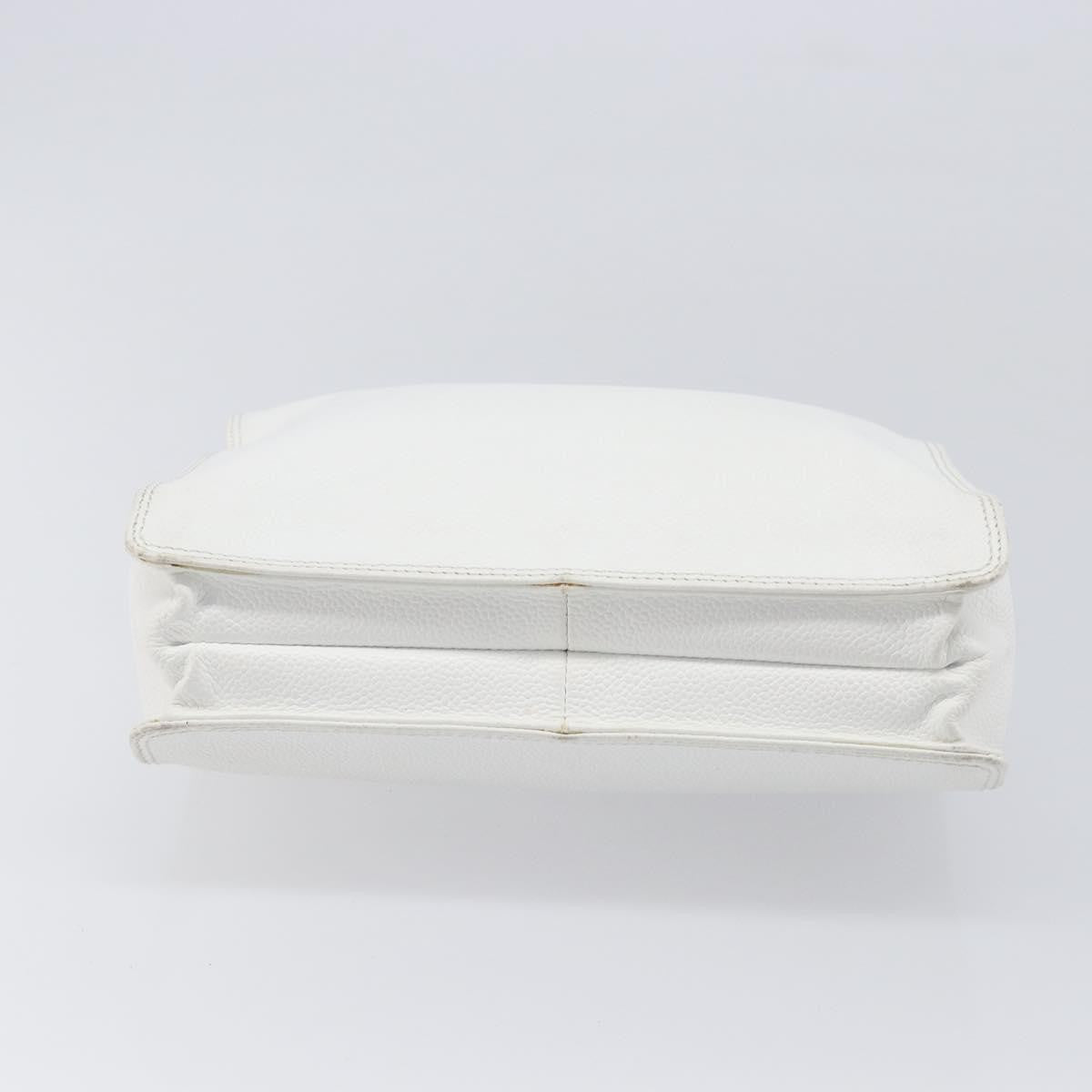 Chanel Vintage Wooden Quilted Caviar, White, Leather, Tote Bag