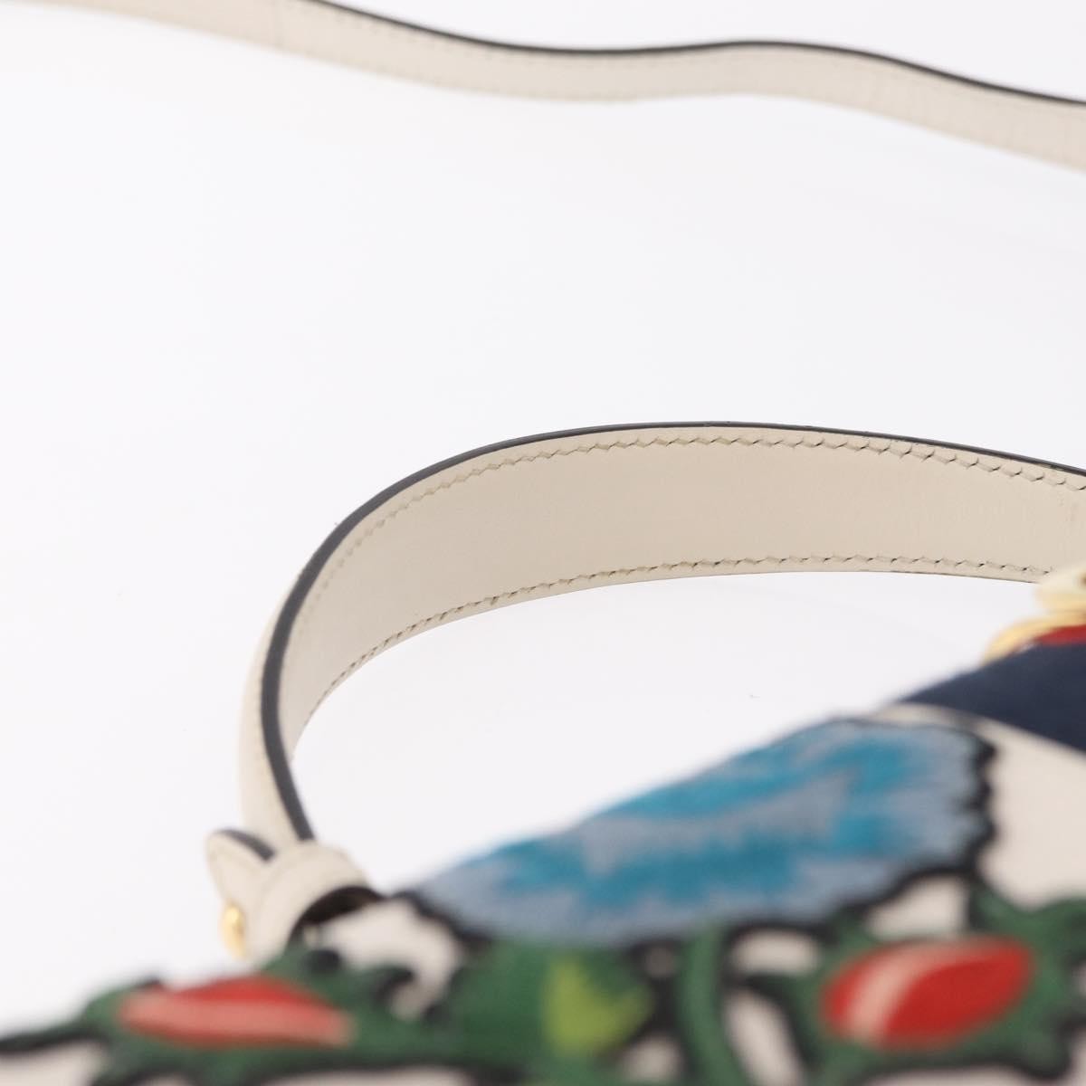 Gucci Sylvie Top Handle Embroidered Leather, White, Leather, Handbag