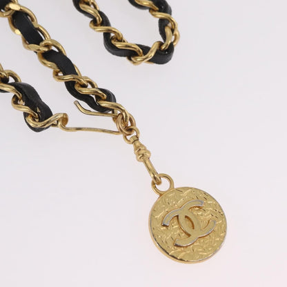 Chanel Vintage Logo Chain Belt Metal and Leather, Gold, Metal, Belt