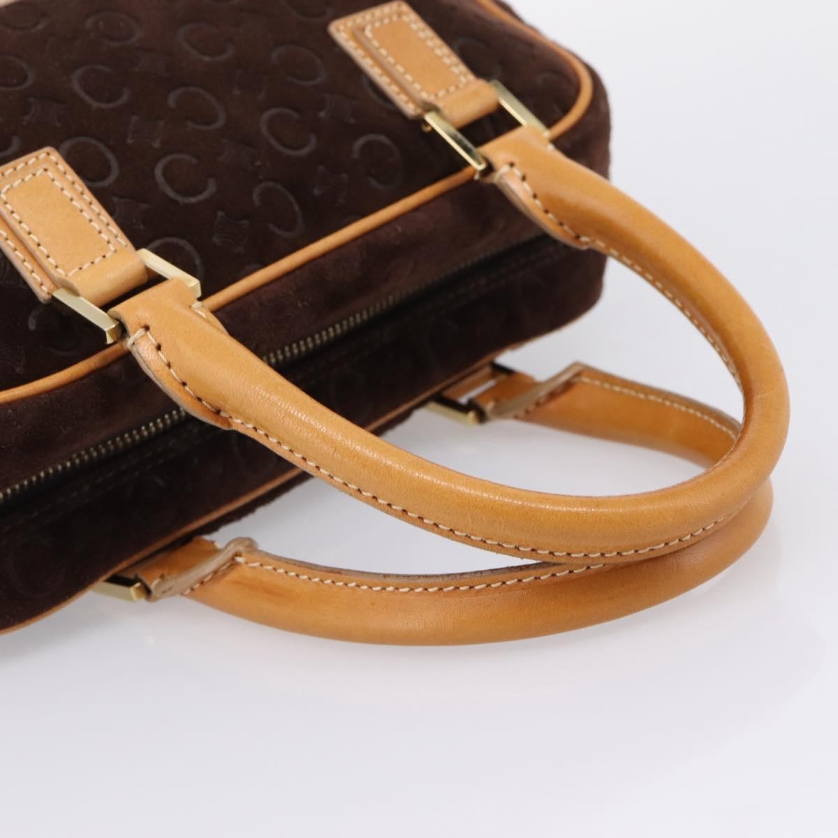 Celine C Macadam Suede and Leather, Brown, Suede, Handbag