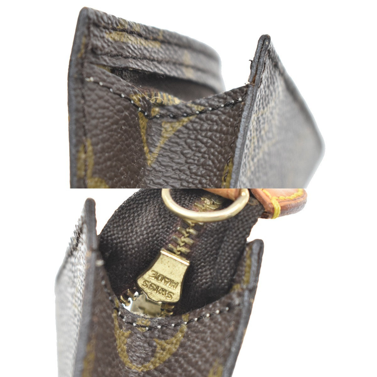 Louis Vuitton Vintage Bucket Zip Monogram Canvas, Brown, Leather, Clutch