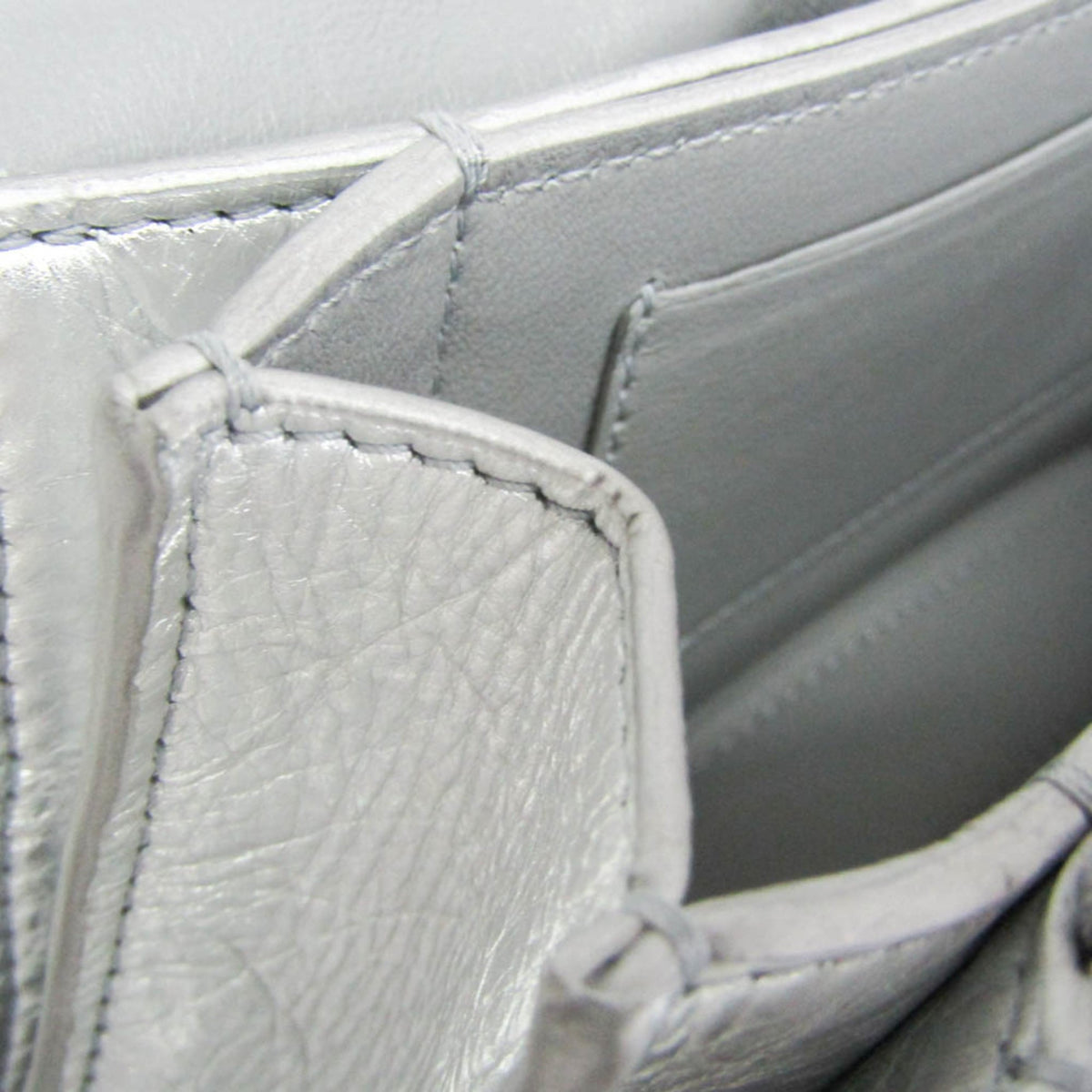 Balenciaga Crush Chain Flap Leather, Silver, Leather, Handbag