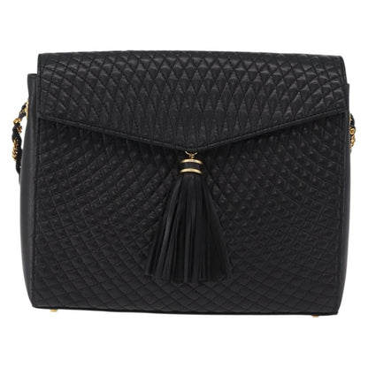 Bally Vintage Chain Quilted Leather, Black, Leather, Shoulder Bag