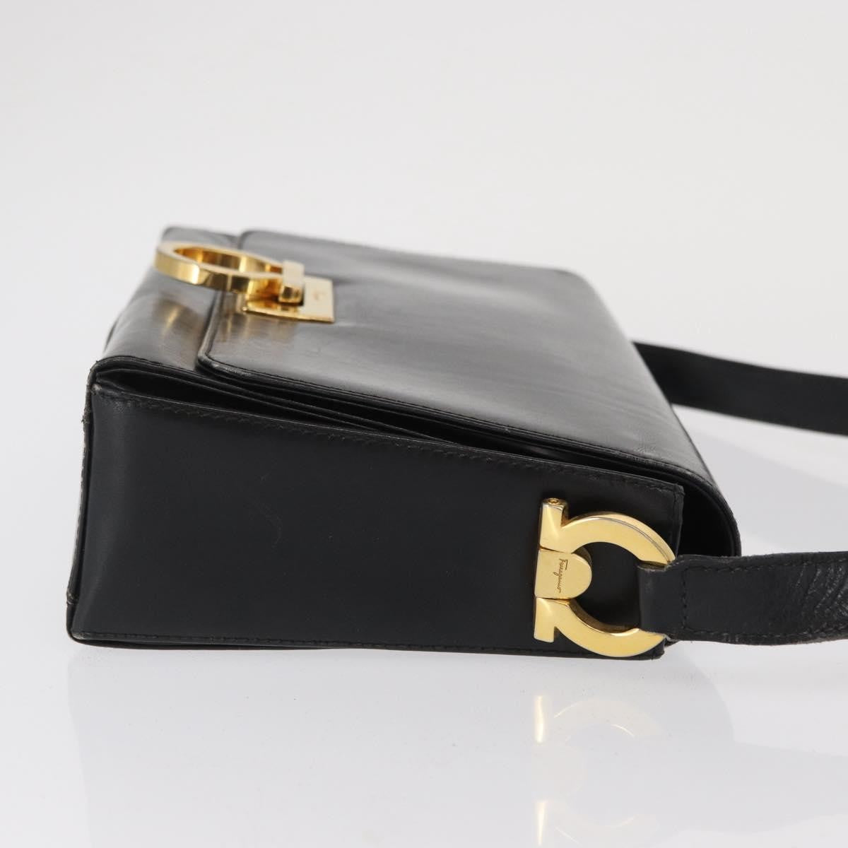 Salvatore Ferragamo Vintage Gancini Flap Leather, Black, Leather, Shoulder Bag