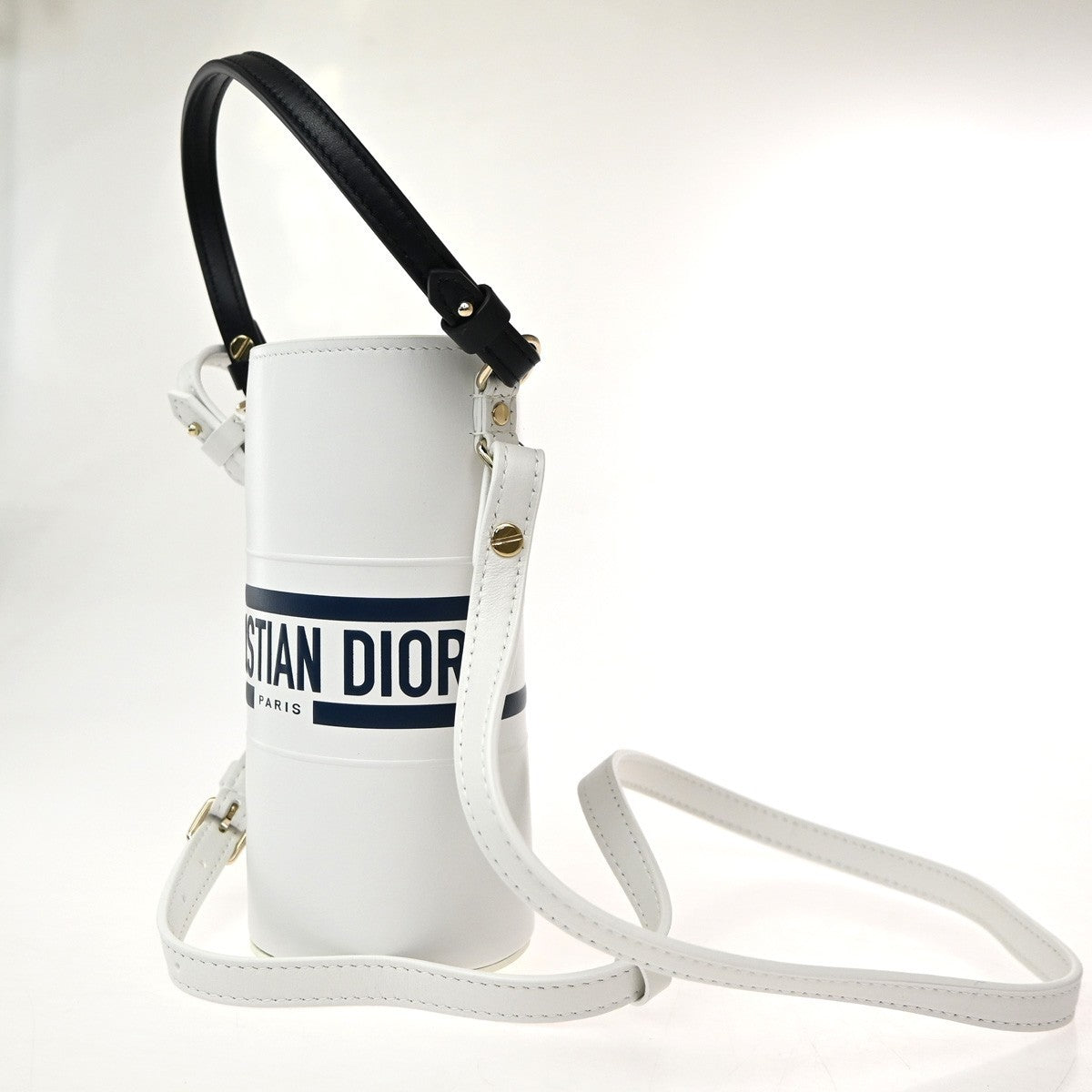 Christian Dior Vibe Bottle Holder Printed Leather, White, Leather, Handbag