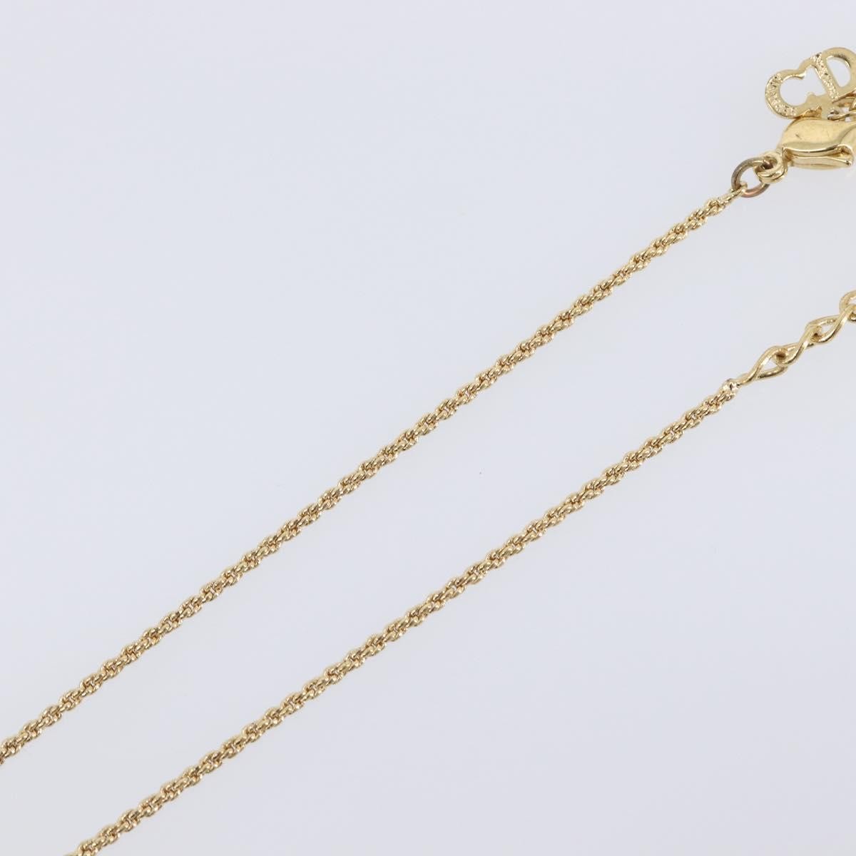 Christian Dior Logo Heart Pendant Metal with Crystal, Gold, Metal, Necklace
