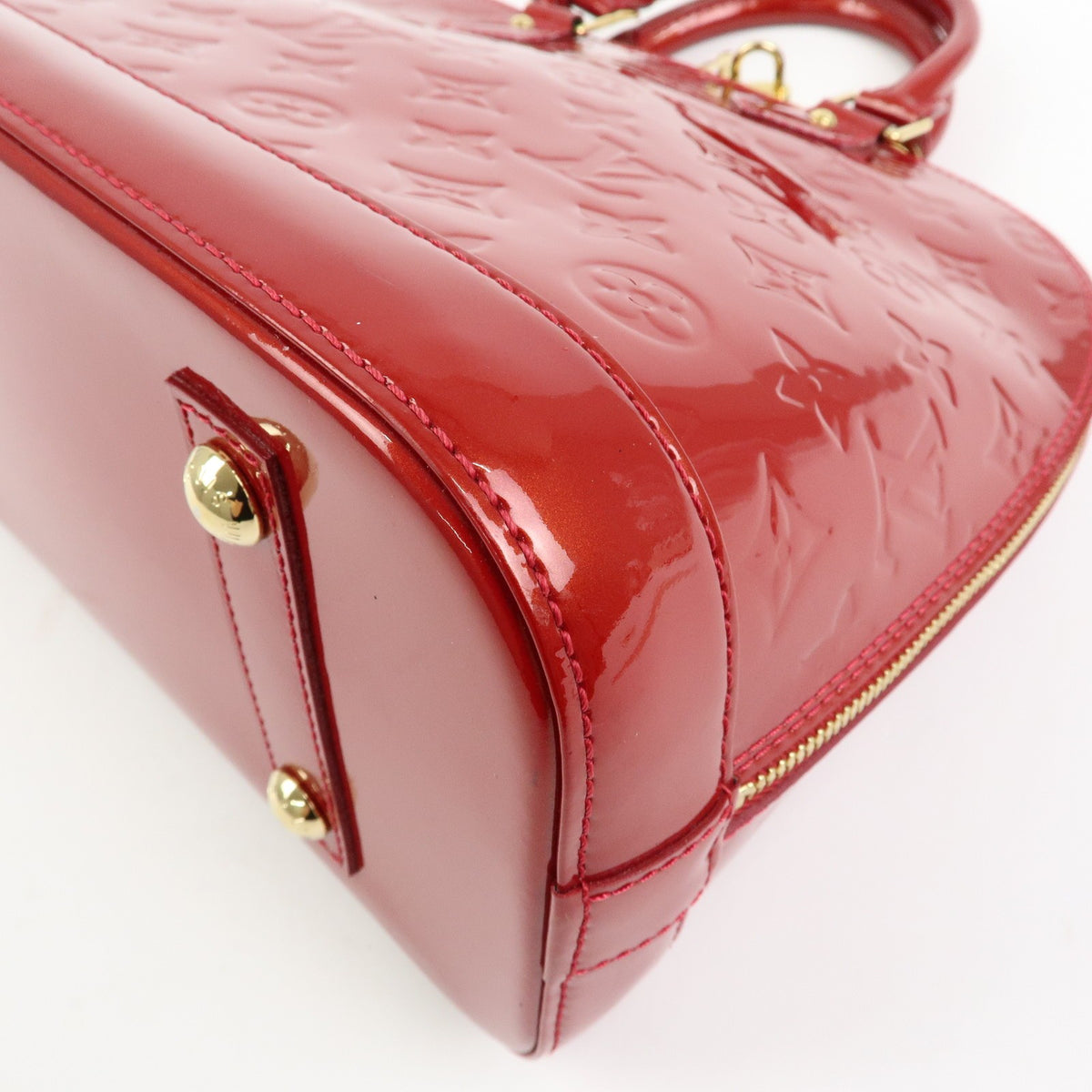 Louis Vuitton Alma Monogram Vernis, Red, Patent Leather, Handbag