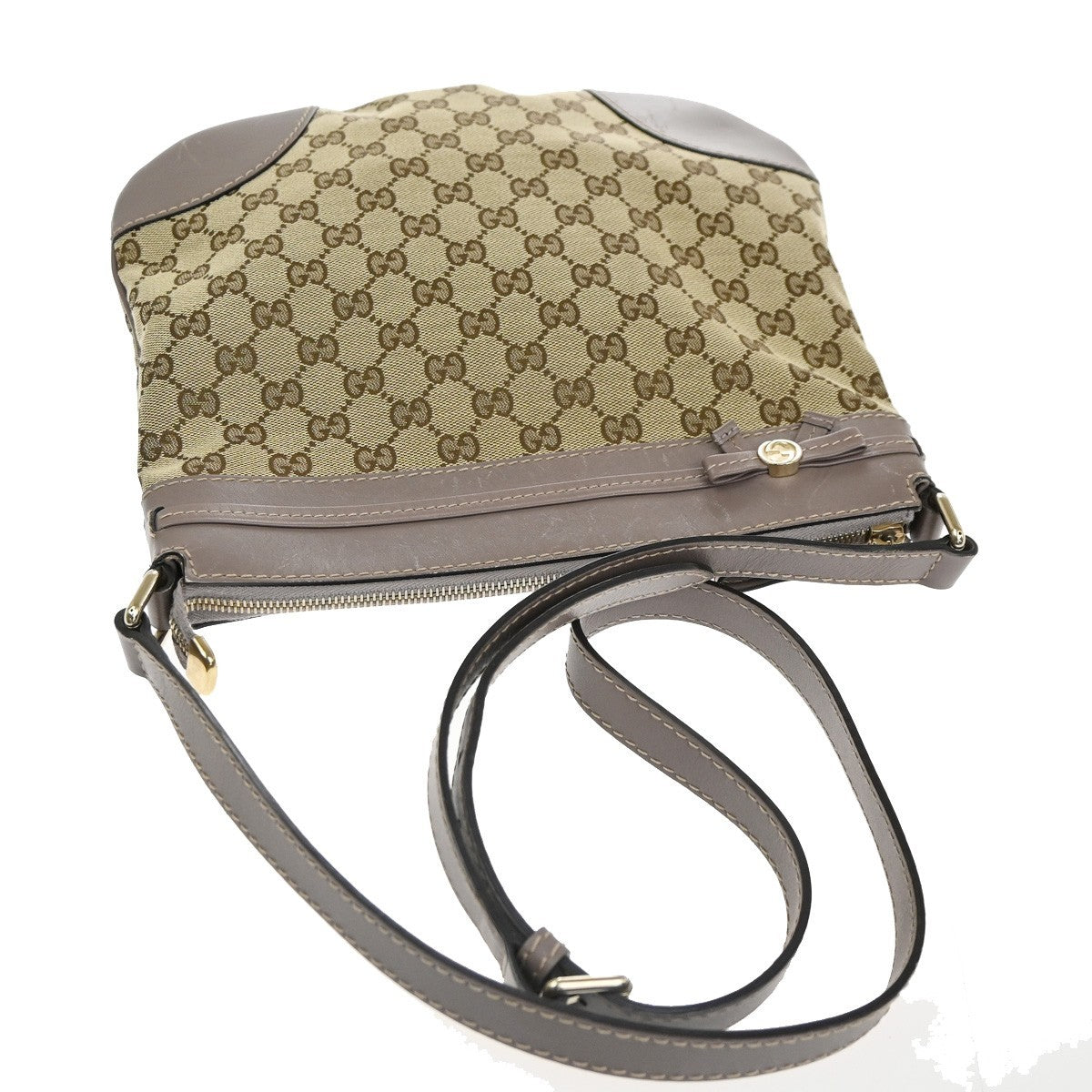 Gucci Mayfair Messenger GG Canvas and Leather, Beige, Canvas, Shoulder Bag
