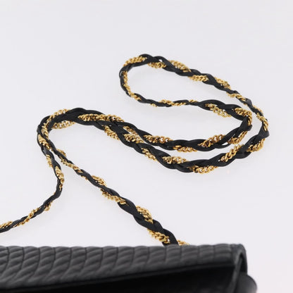 Bally Vintage Chain Quilted Leather, Black, Leather, Shoulder Bag
