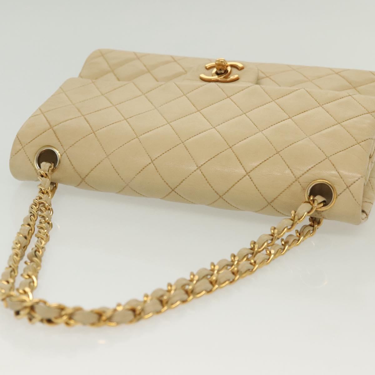 Chanel Vintage Square Classic Double Flap Bag Quilted Leather, BEIGE, LEATHER, Shoulder bag