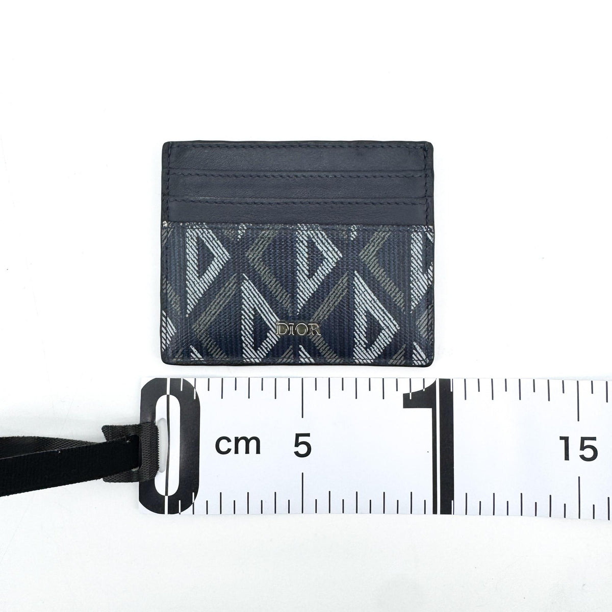 Christian Dior Card Holder Oblique Canvas and Leather, Navy, Canvas, Card Holder