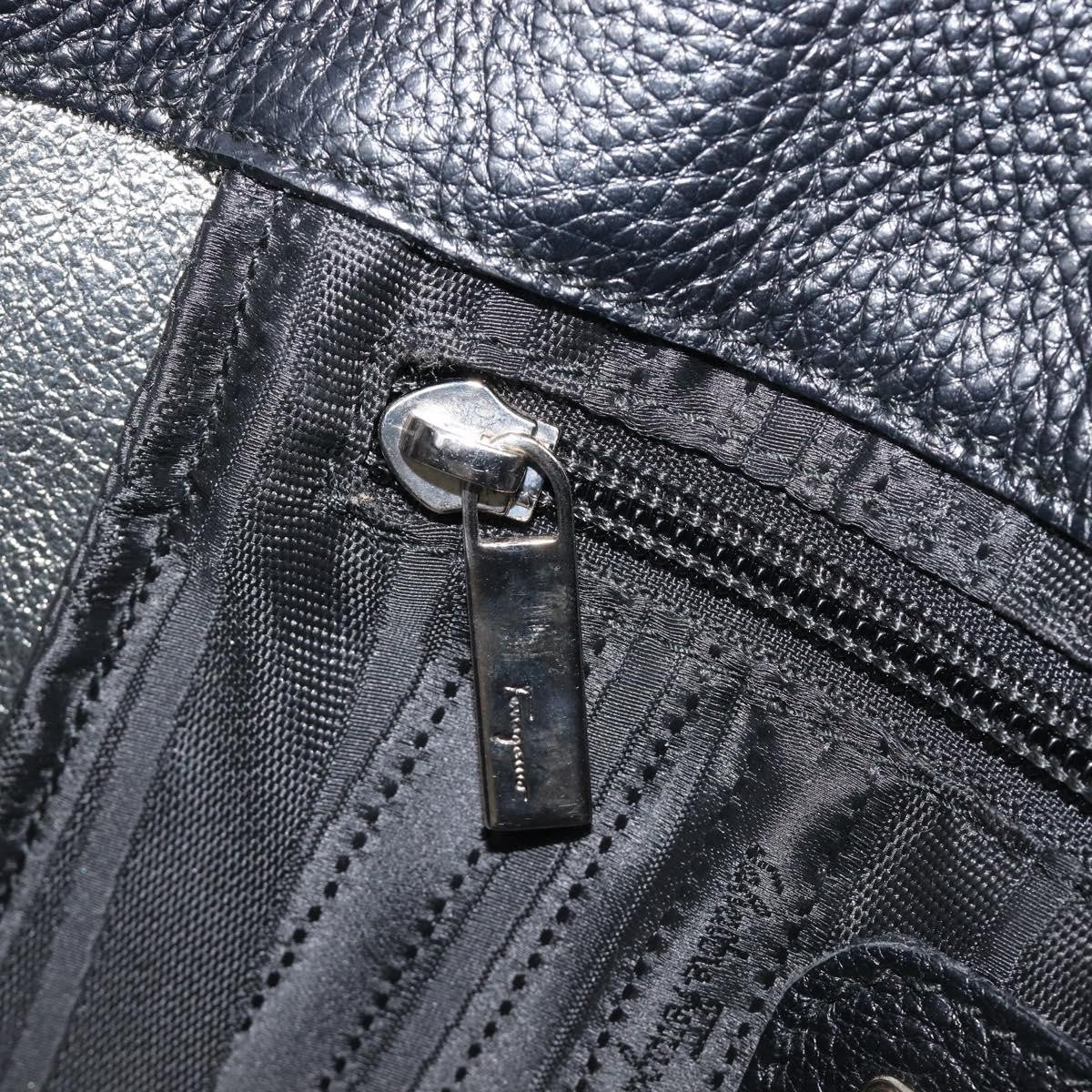 Salvatore Ferragamo Gancini Leather, Black, Leather, Handbag