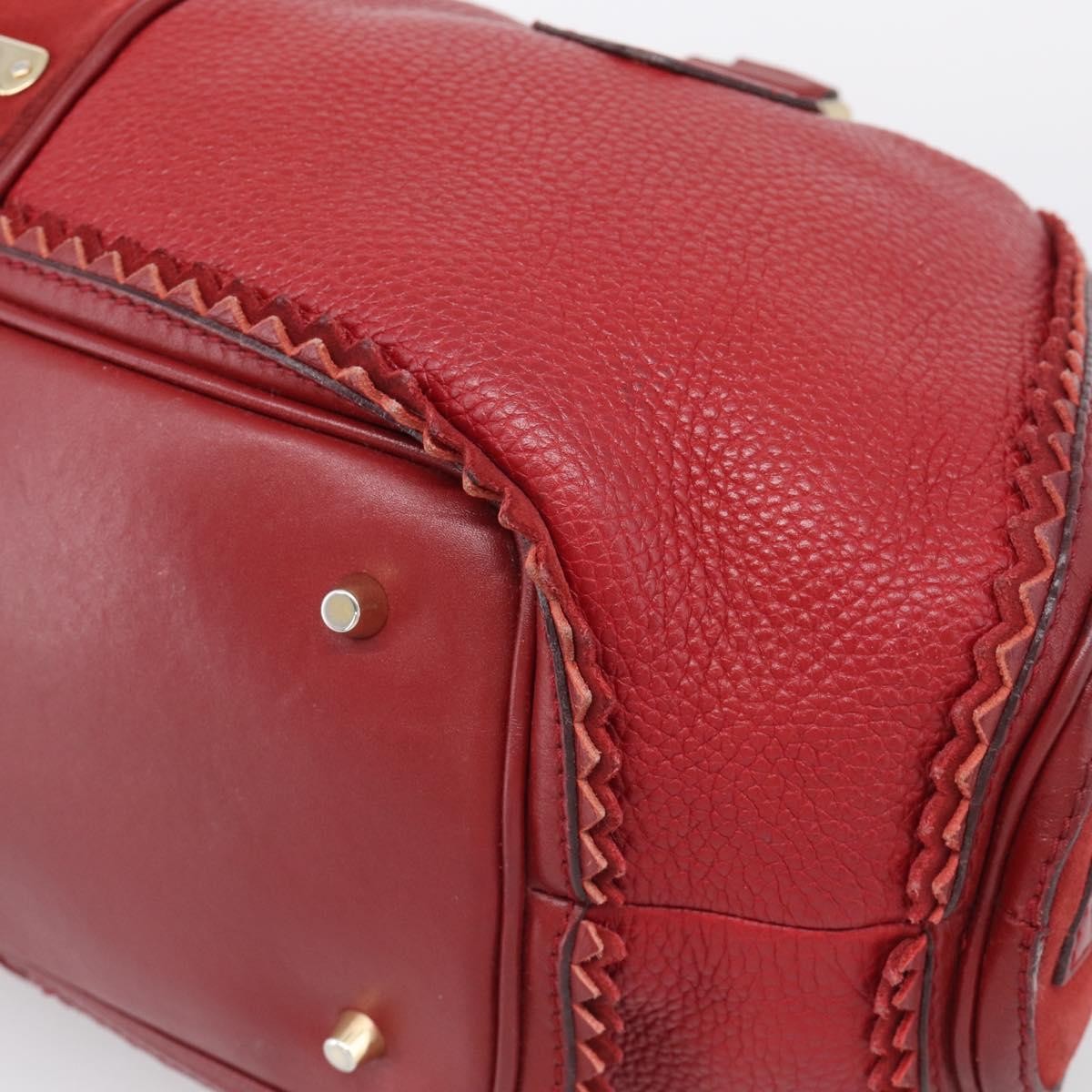 Burberry Hedwig Bowler Leather with Suede, Red, Leather, Handbag