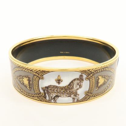 Hermes Bangle Printed Enamel, Multicolour, Gold Plated, Bracelet