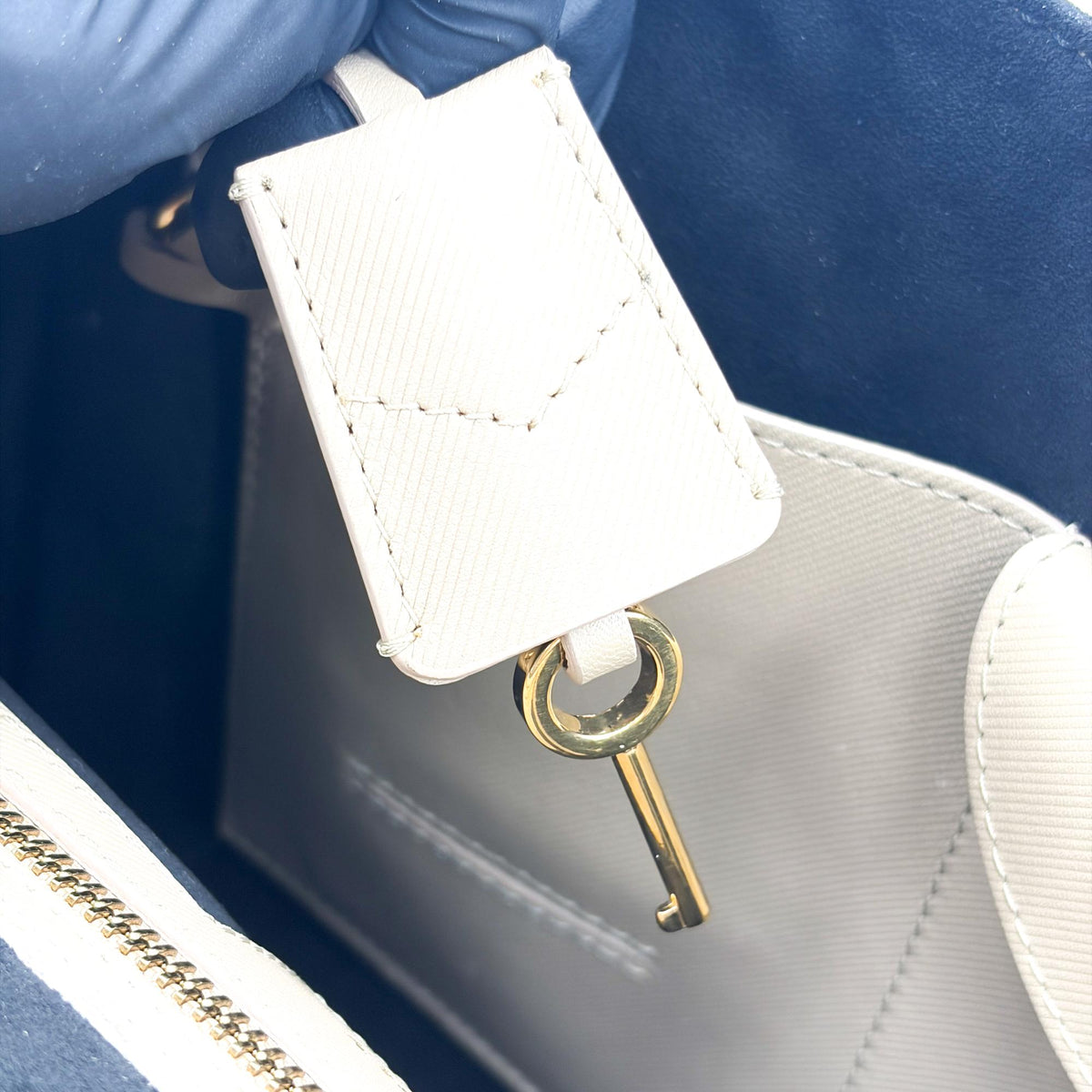 Burberry DK88 Top Handle Leather, Beige, Leather, Handbag