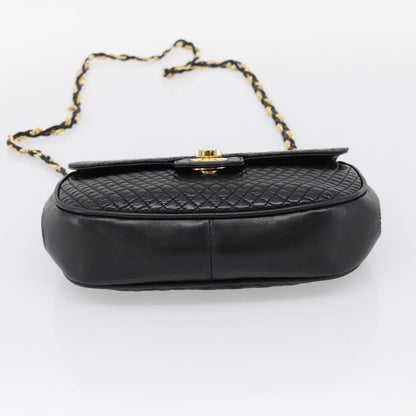 Bally Vintage Chain Quilted Leather, Black, Leather, Shoulder Bag