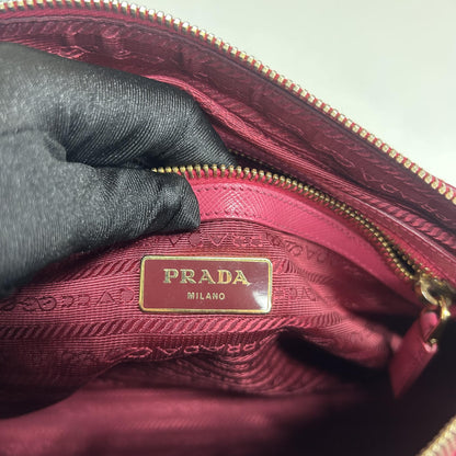Prada Bowler Perforated Saffiano Leather, Pink, Leather, Handbag