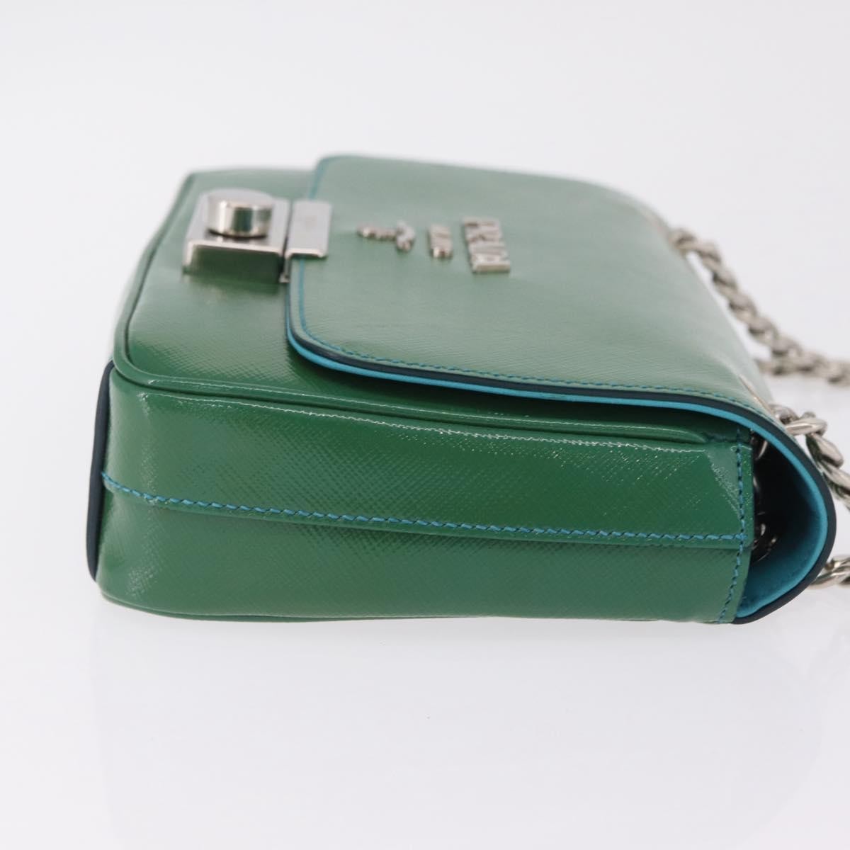 Prada Sound Chain Saffiano Leather, Green, Leather, Shoulder Bag