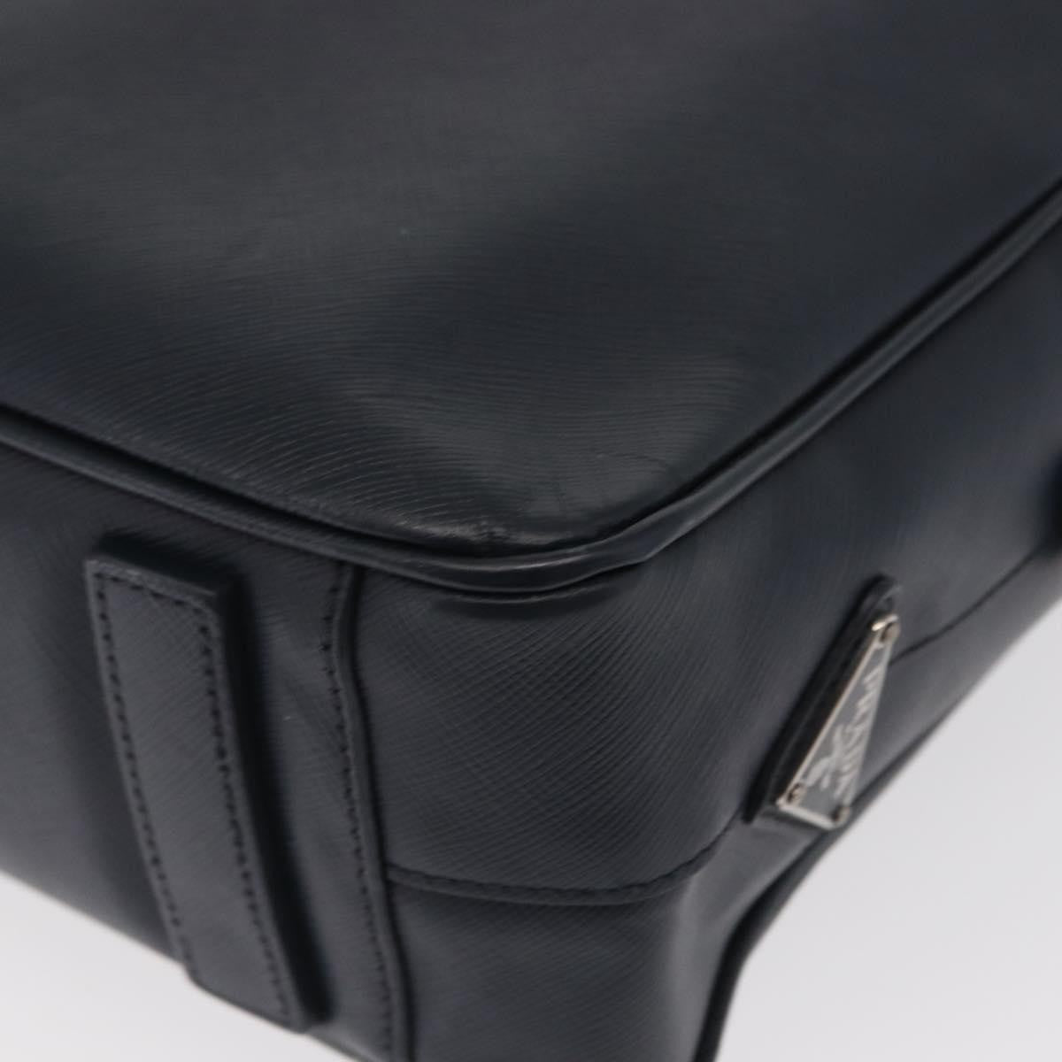 Prada Convertible Zip Around Saffiano Leather, Navy, Leather, Briefcase
