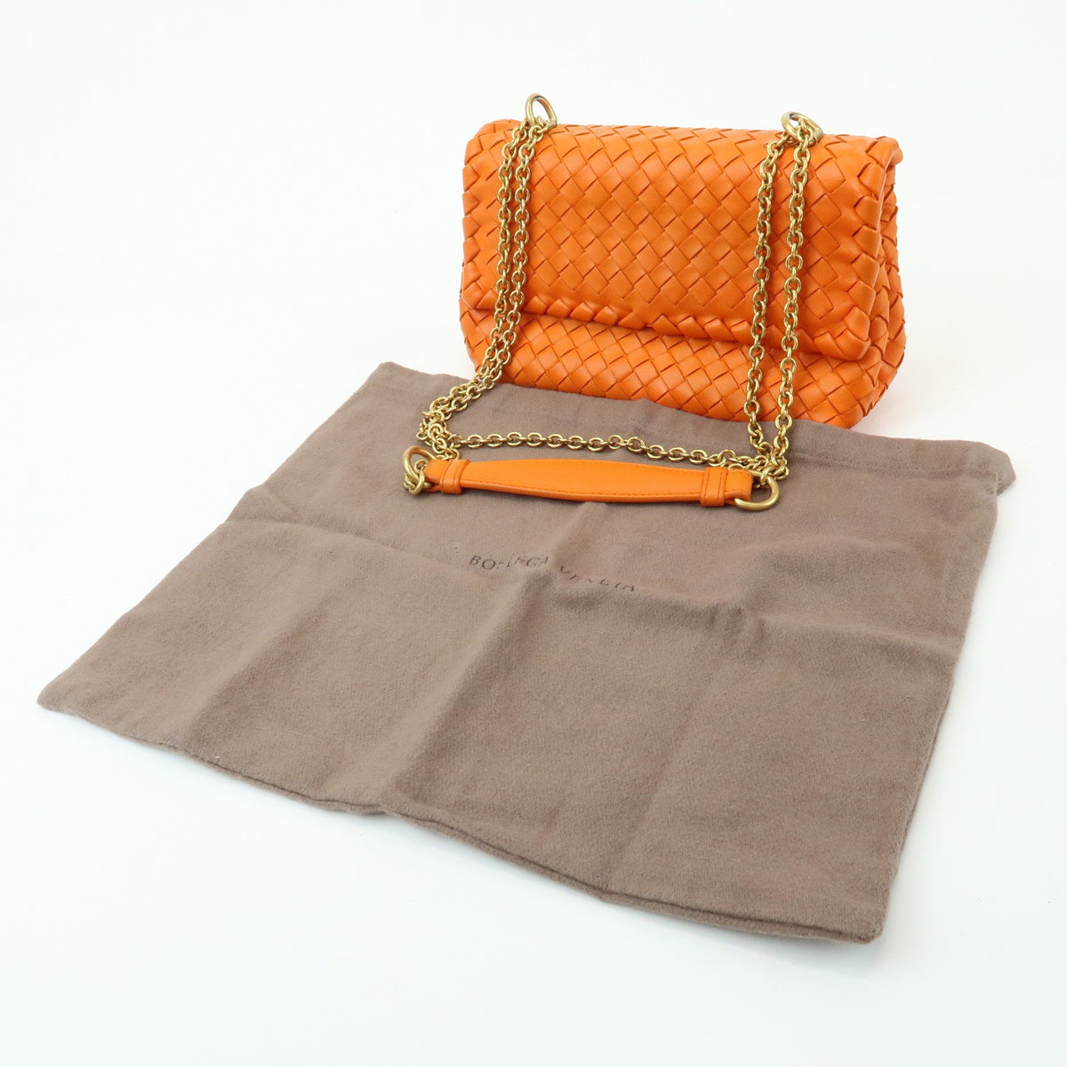 Bottega Veneta Olimpia Intrecciato Nappa, Orange, Leather, Crossbody Bag