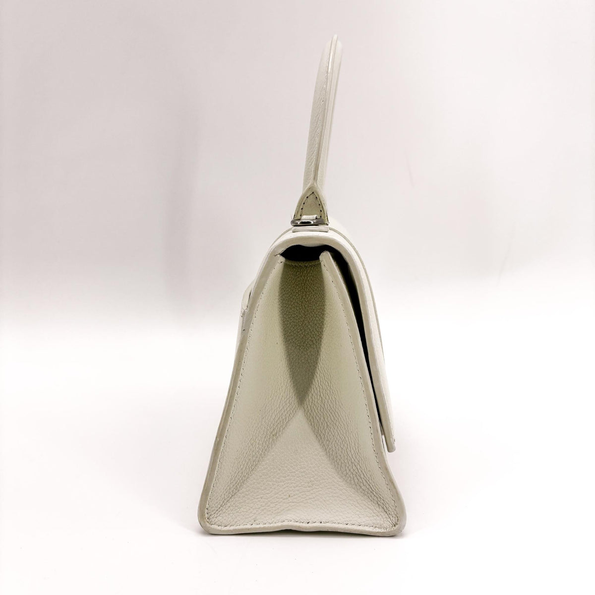 Balenciaga Hourglass Top Handle Leather, White, Leather, Handbag
