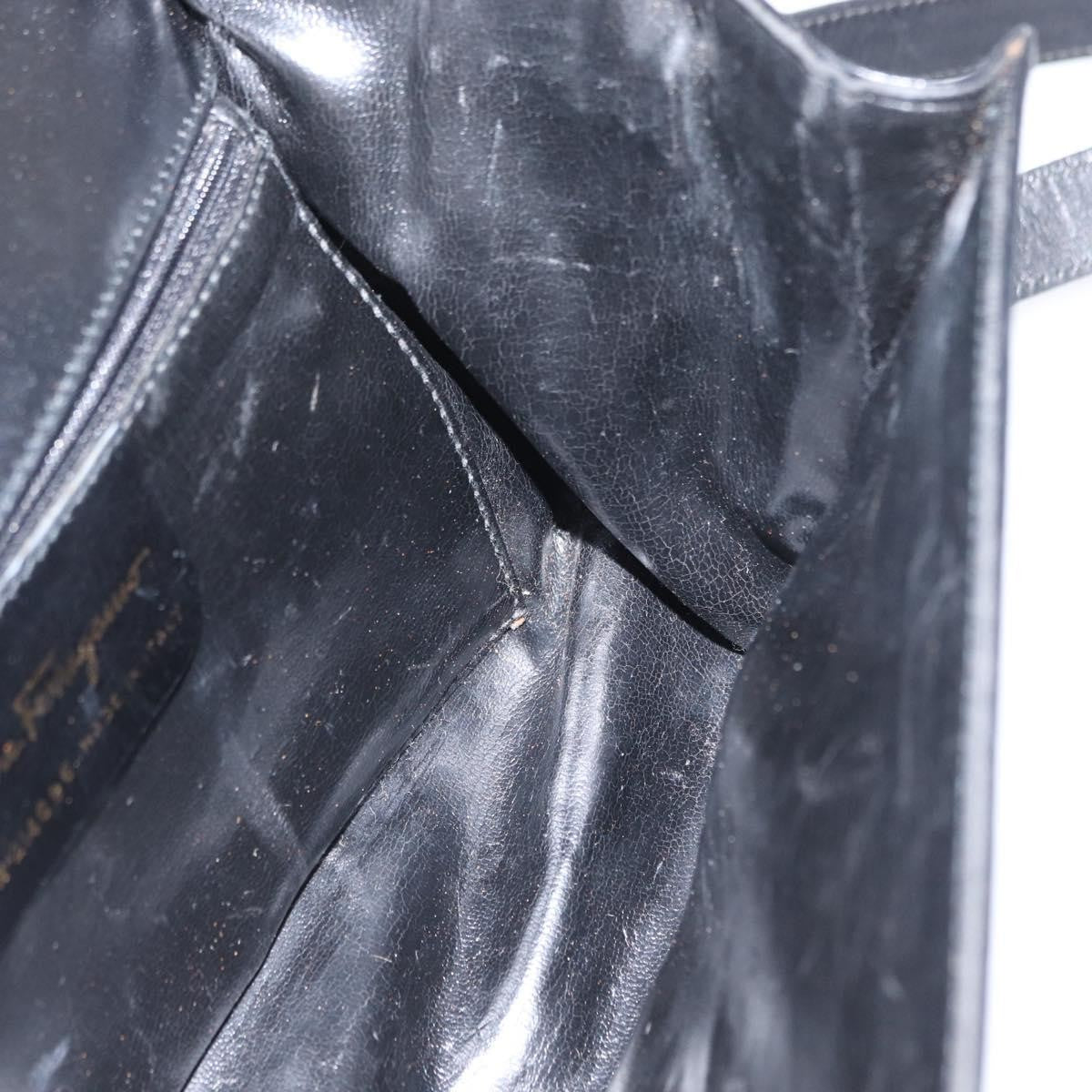Salvatore Ferragamo Vintage Gancini Flap Leather, Black, Leather, Shoulder Bag