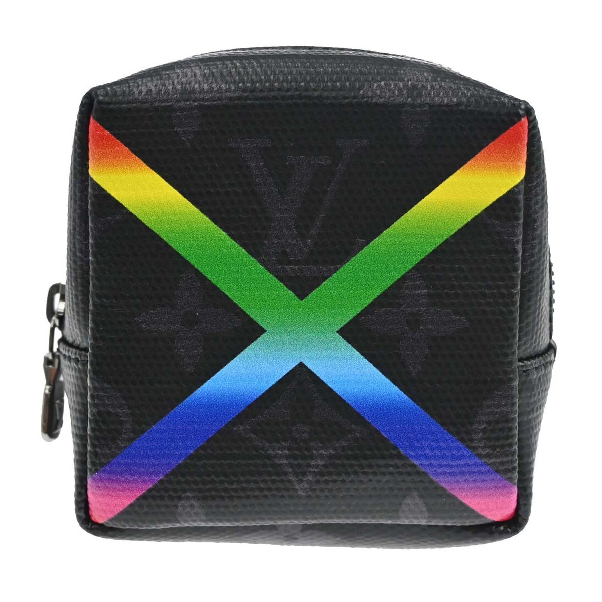 Louis Vuitton Box Pouch Bag Charm and Belt Charm Rainbow Monogram Eclipse Canvas, Black, Leather, Charm
