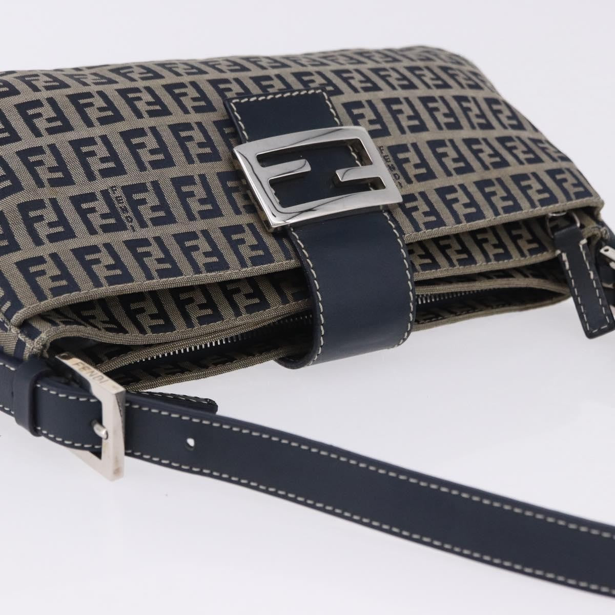 Fendi Baguette Zucca Canvas, Navy, Canvas, Handbag
