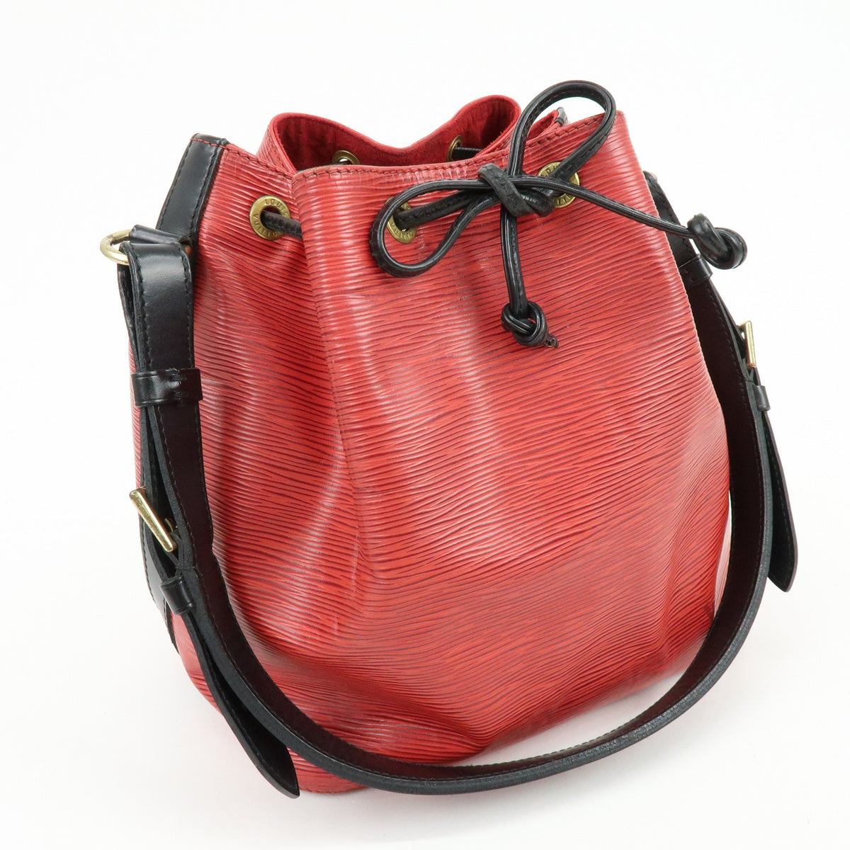 Louis Vuitton Bicolor Petit Noe Epi Leather, Red, Leather, Handbag